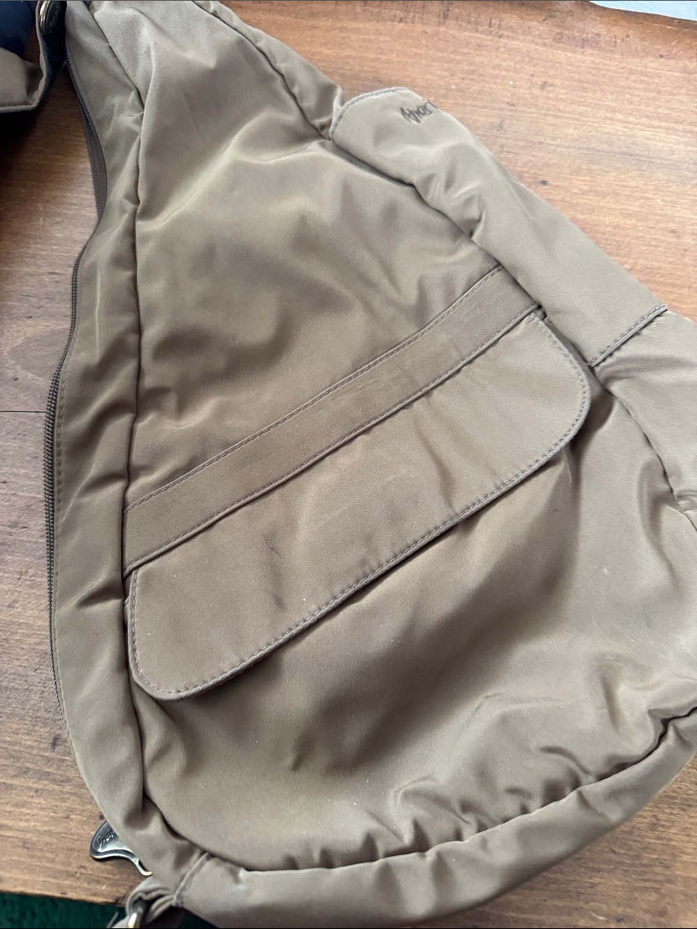 Taupe Sling Crossbody Bag with Front Zip Pocket - Picture 2 of 4